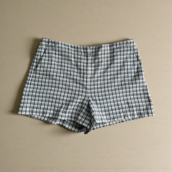 ANN TAYLOR LOFT Blue White Plaid Shorts Size 14 - Picture 1 of 9